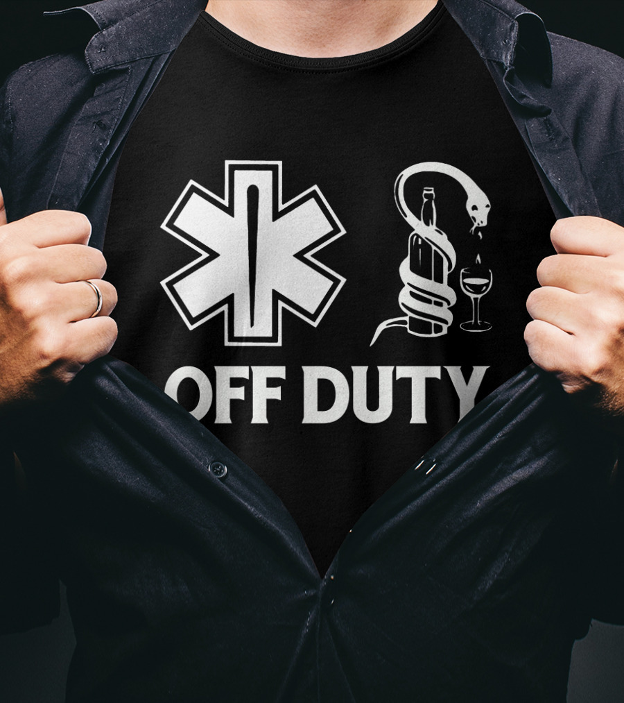 EMT Off Duty Symbol With Wine And Snake T-Shirt