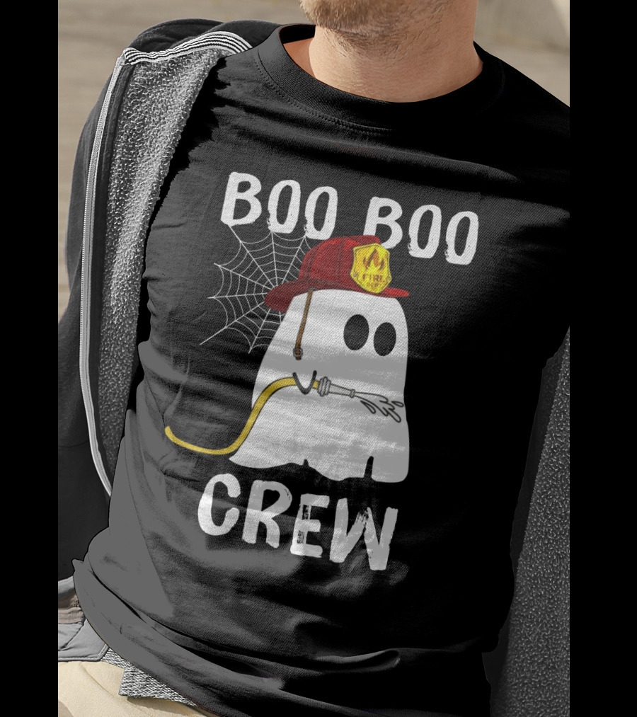 Boo Boo Crew Ghost Firefighter Web Badge T-Shirt