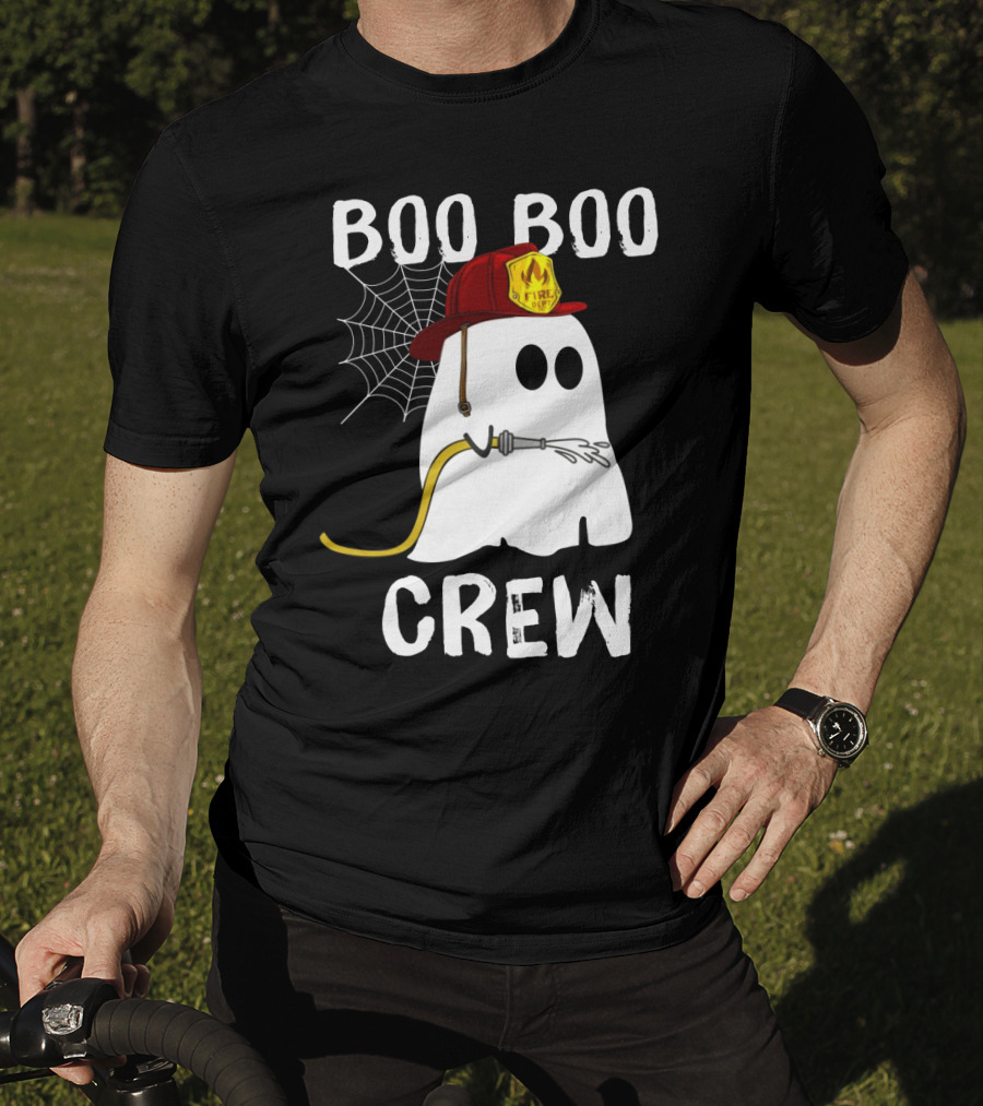 Boo Boo Crew Ghost Firefighter Web Badge T-Shirt