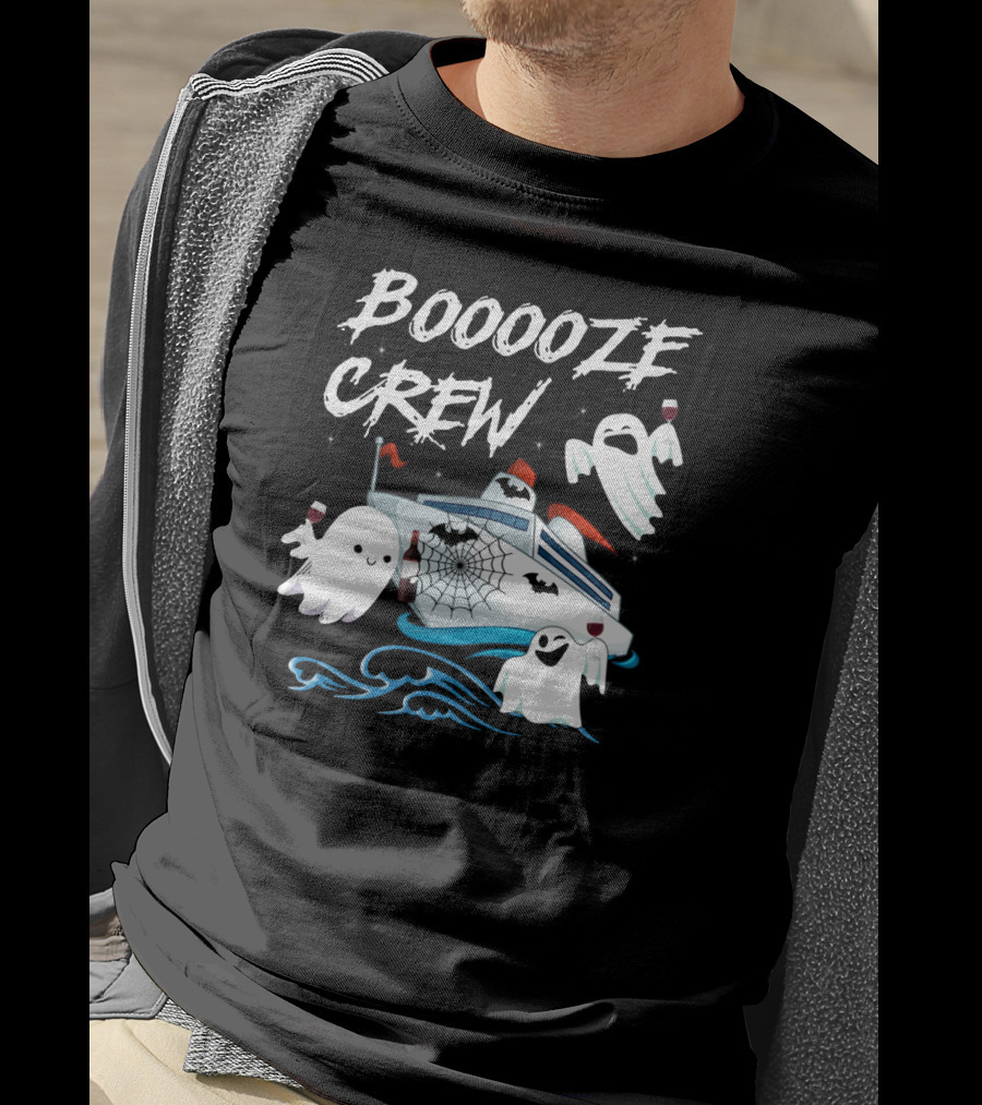 BOOOOZE CREW Ghosts Cruising With Wine On A Spooky Boat T-Shirt
