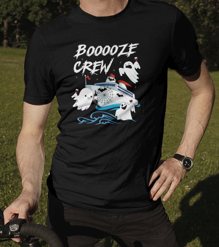 BOOOOZE CREW Ghosts Cruising With Wine On A Spooky Boat T-Shirt