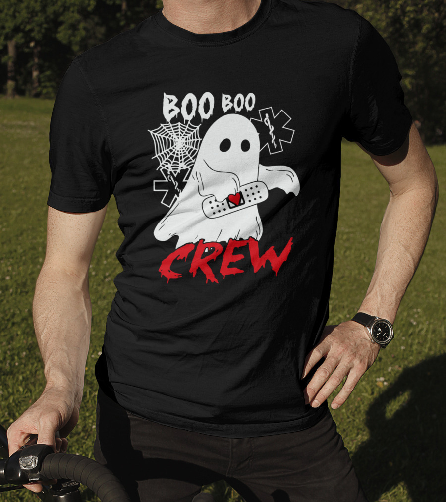 EMT Boo Boo Crew Ghost With Bandage And Cobweb T-Shirt