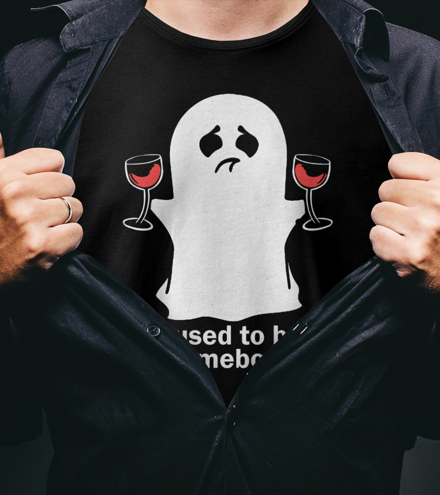 I Used To Be Somebody Ghost Holding Wine Glasses T-Shirt