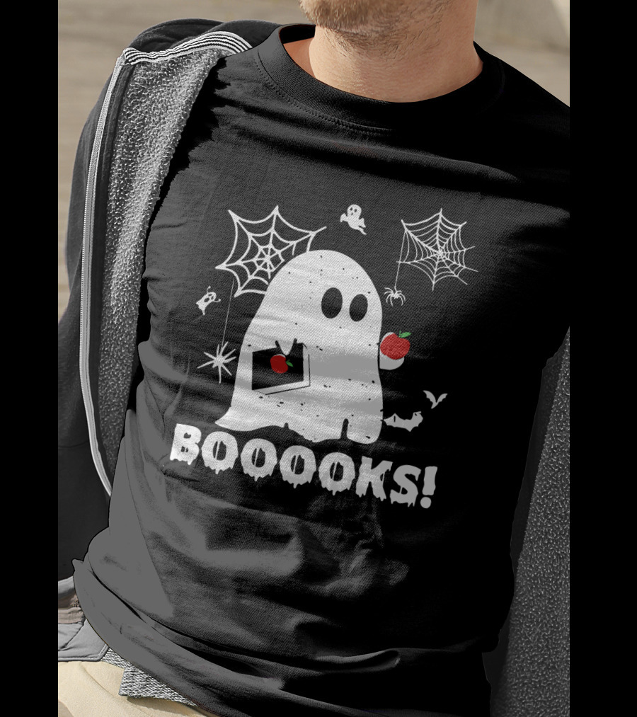 Ghost Boooooks Loves Apples And Webs T-Shirt