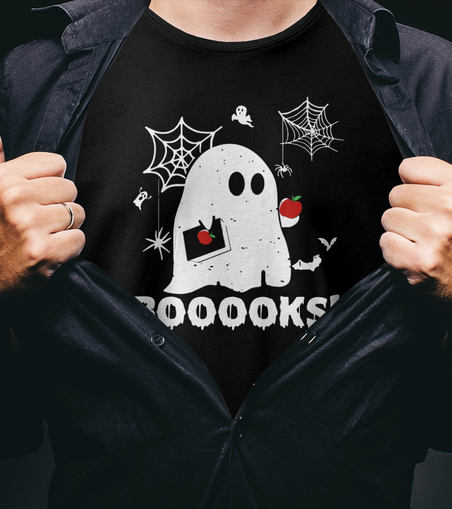 Ghost Boooooks Loves Apples And Webs T-Shirt