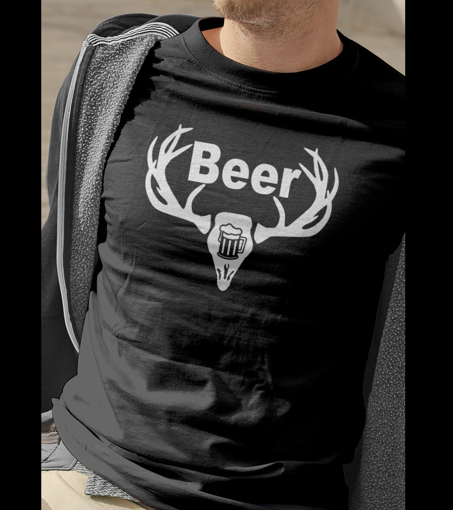 Beer Antler Skull With Mug T-Shirt