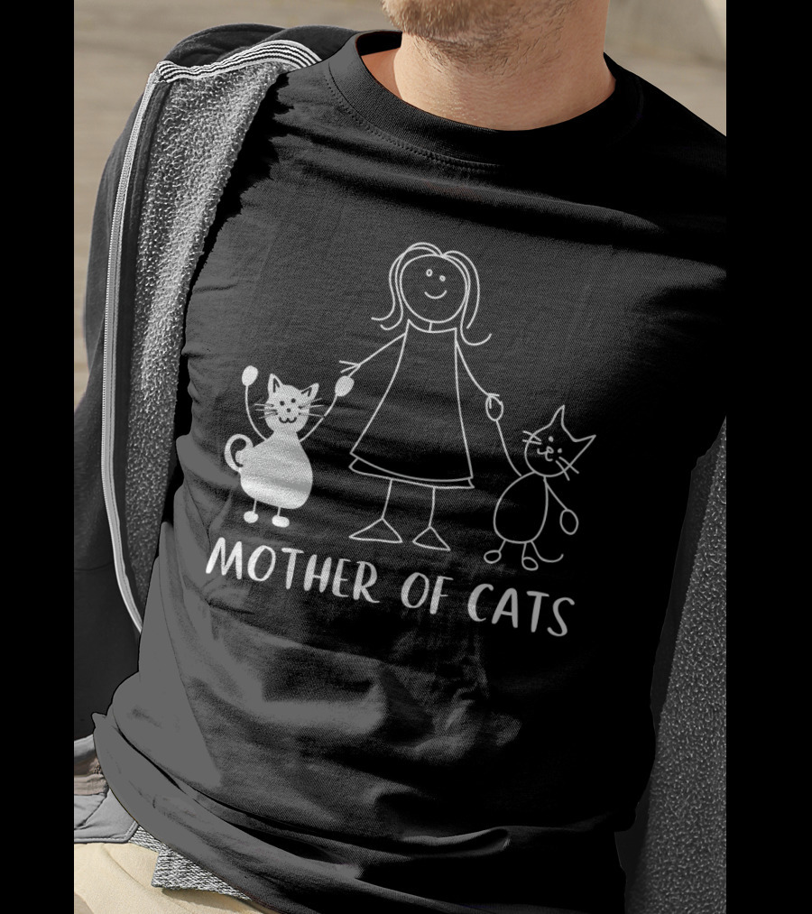 Mother Of Cats Stick Figure With Cats T-Shirt