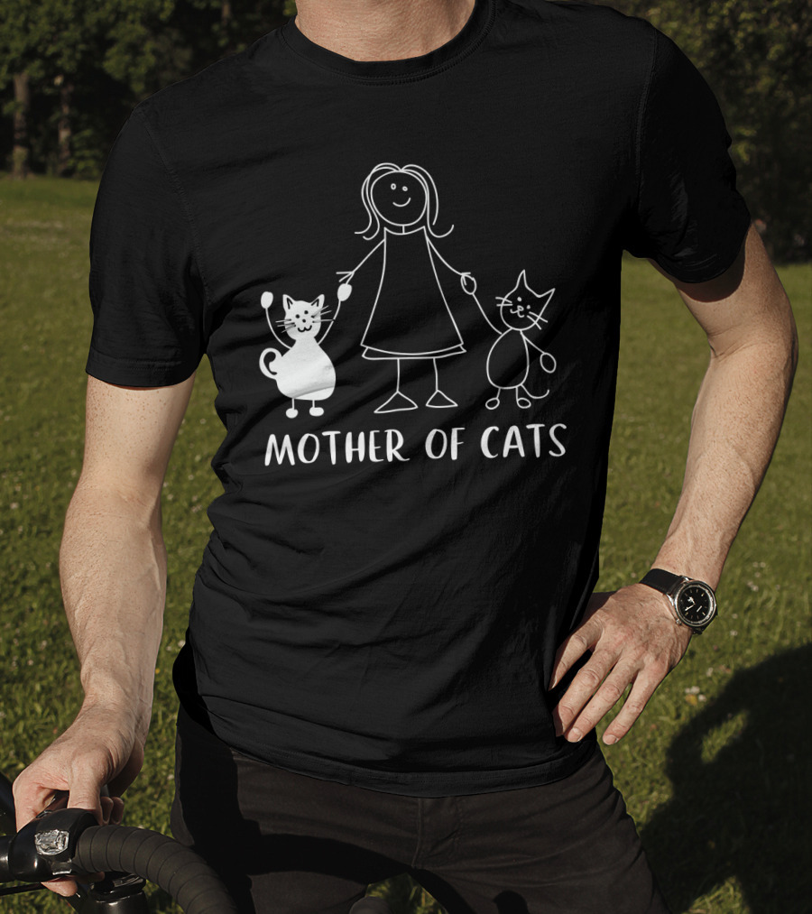 Mother Of Cats Stick Figure With Cats T-Shirt