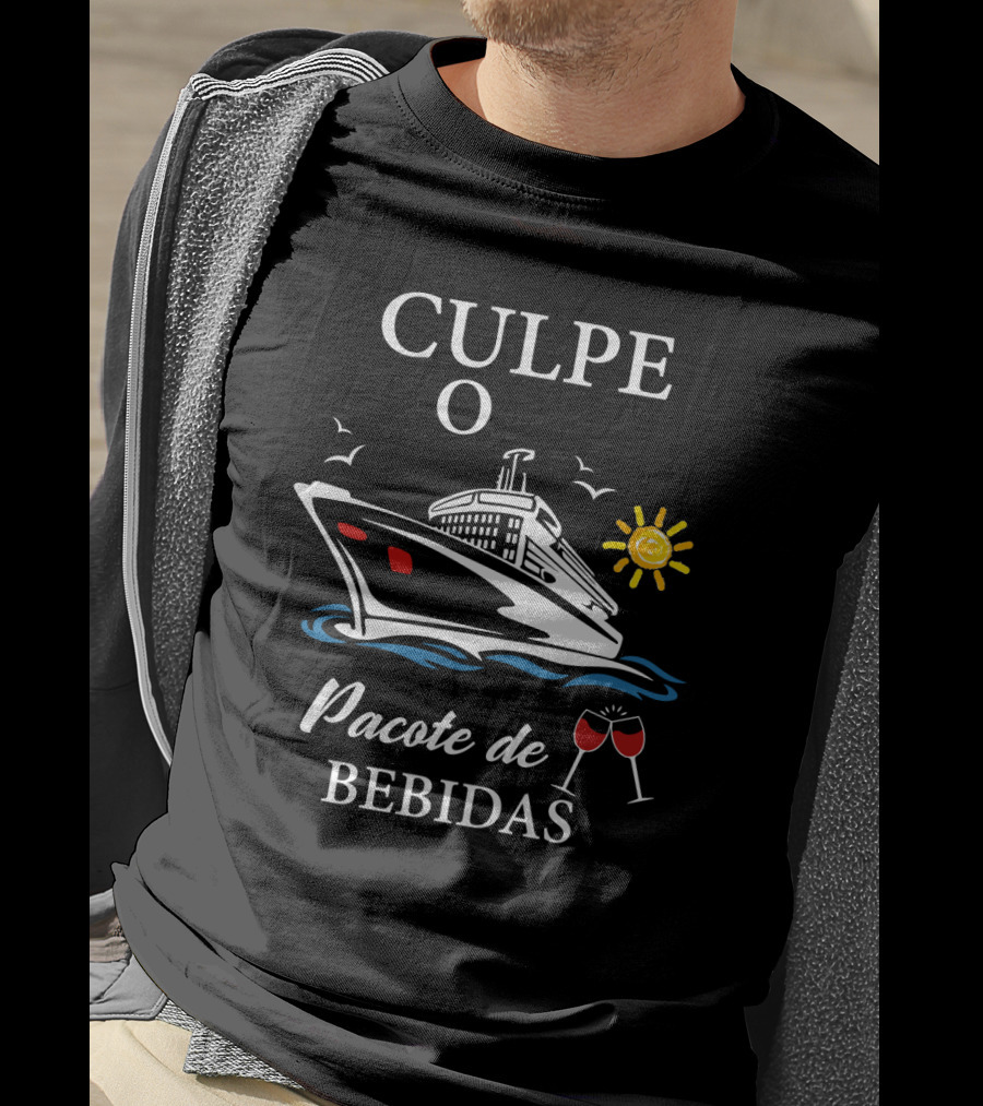 Culpe O Pacote De Bebidas Cruzeiro Sol E Mar Copos De Vinho T-Shirt