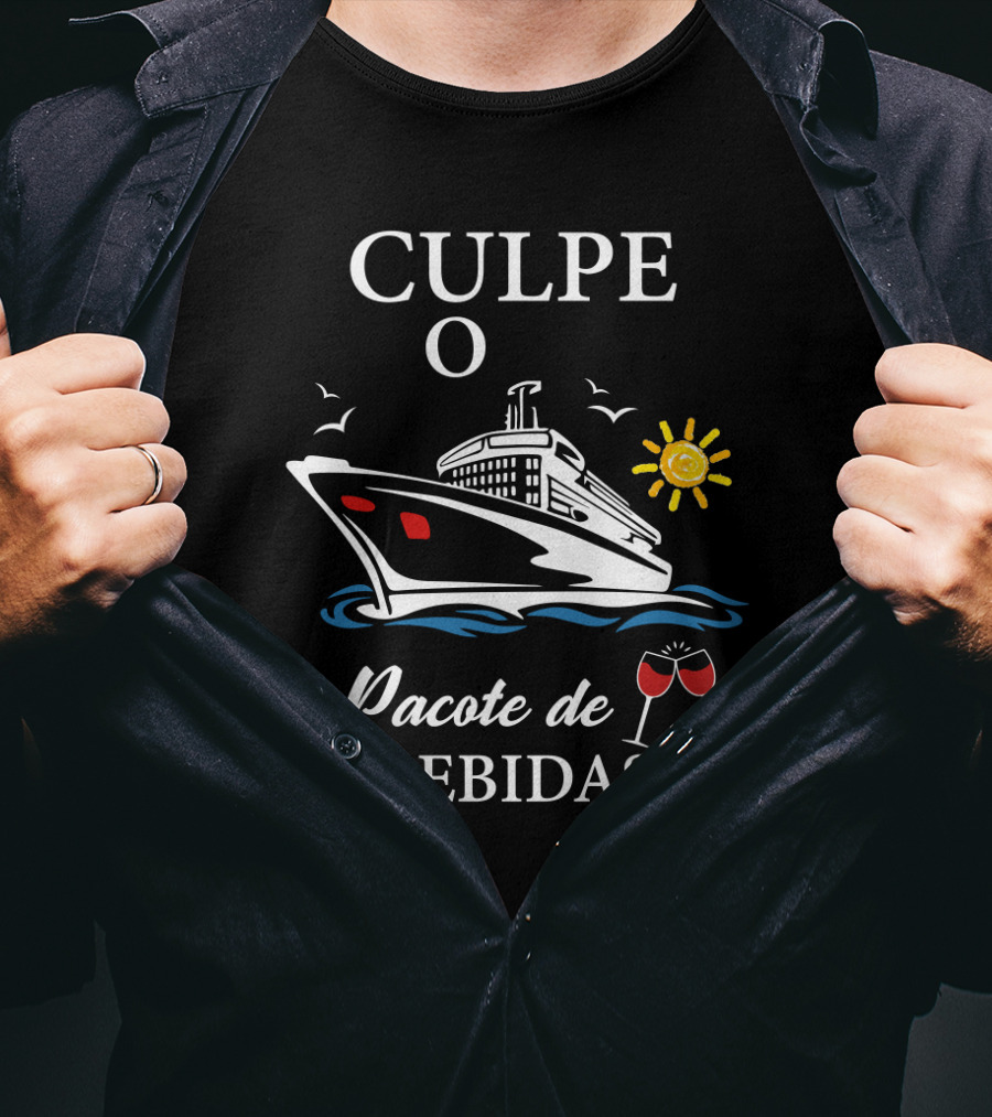 Culpe O Pacote De Bebidas Cruzeiro Sol E Mar Copos De Vinho T-Shirt