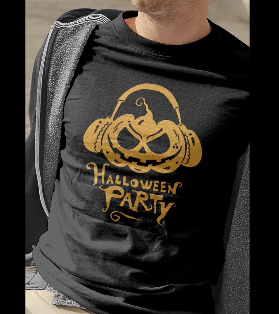 Halloween Party DJ Sound Pumpkin Headphones T-Shirt
