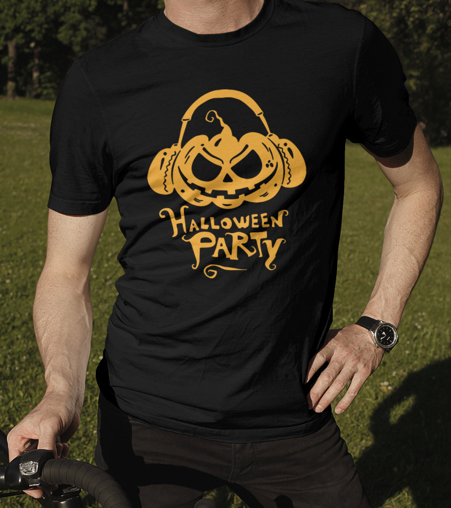 Halloween Party DJ Sound Pumpkin Headphones T-Shirt