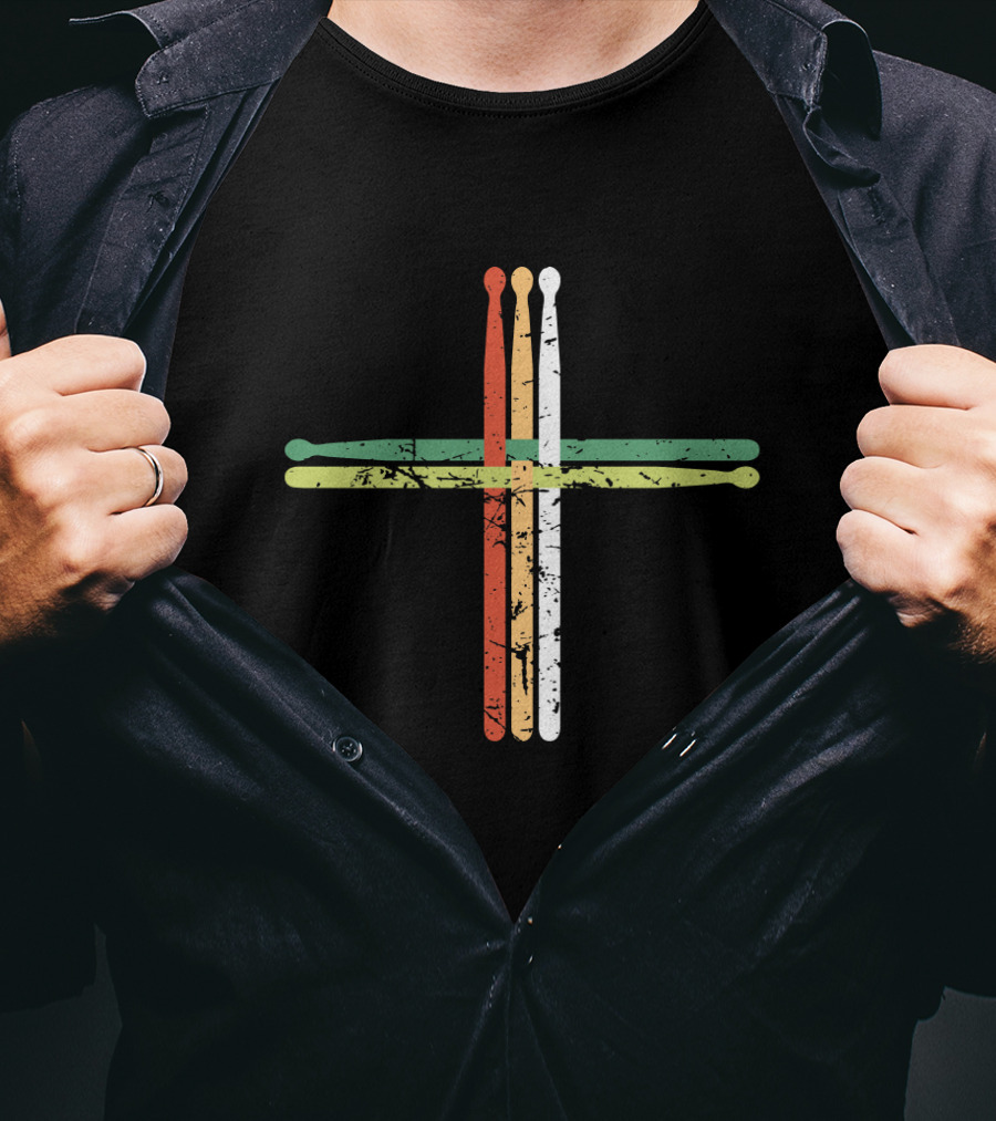 Drumsticks Cross Jesus Christian Percussion T-Shirt