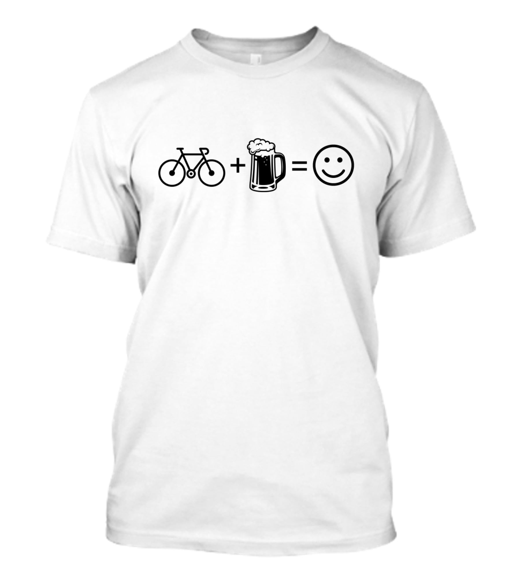 Bicycle Plus Beer Equals Smiley Face T-Shirt