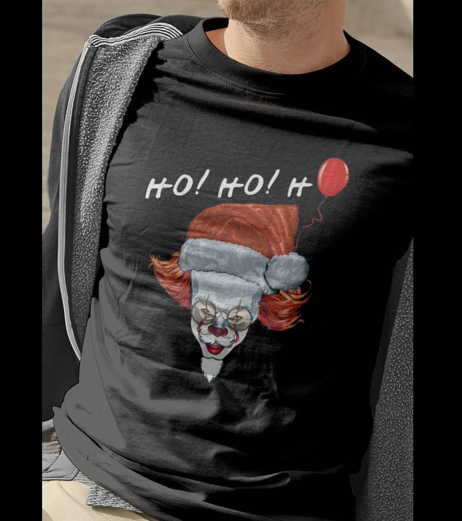 HO HO HO Novel Killer Clown Santa With Red Balloon T-Shirt