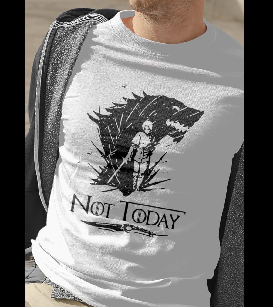 Not Today Sword Character With Direwolf Shadow T-Shirt