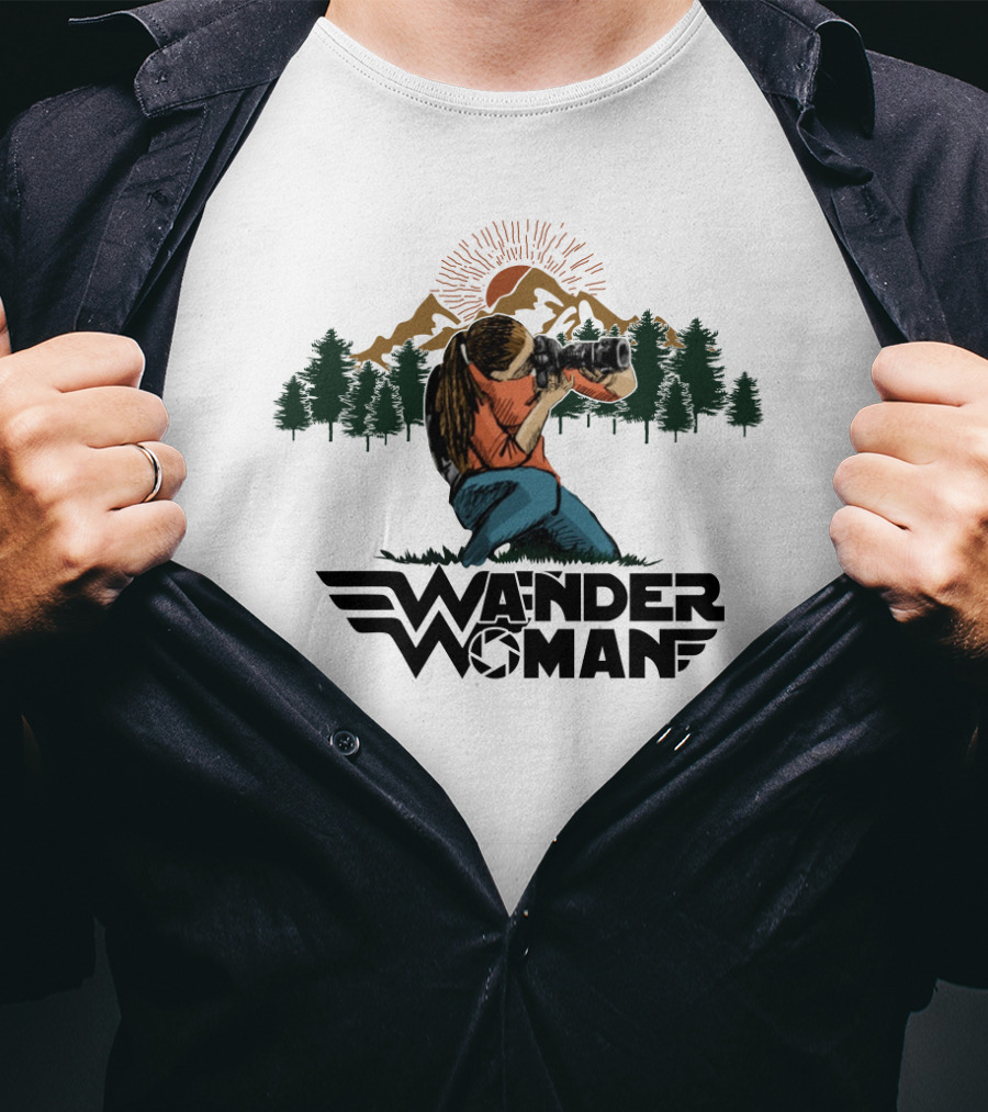 Wander Woman Photographer Adventure Forest Mountain T-Shirt