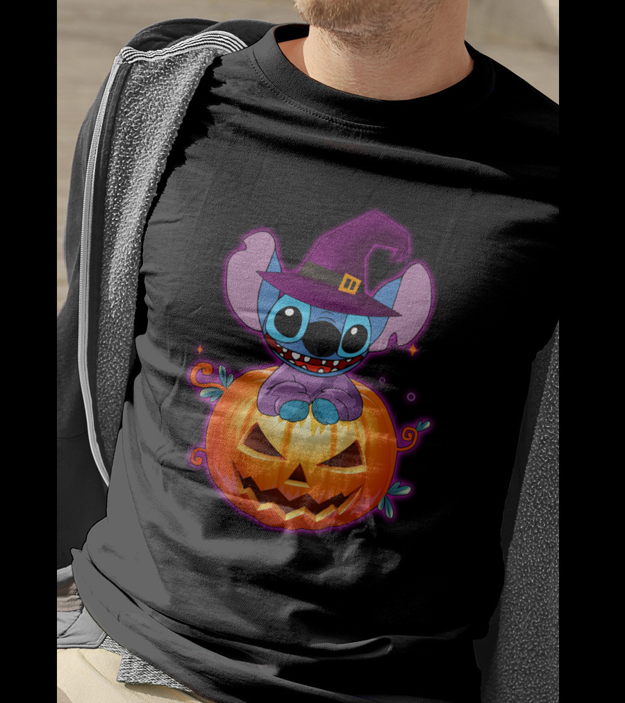 Stitch Witch Pumpkin Halloween Jack-O'-Lantern T-Shirt