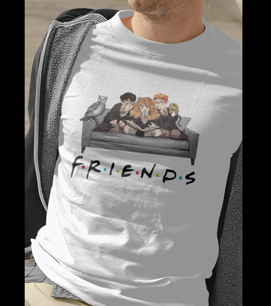 Friends Couch With Wizard Trio And Owl T-Shirt