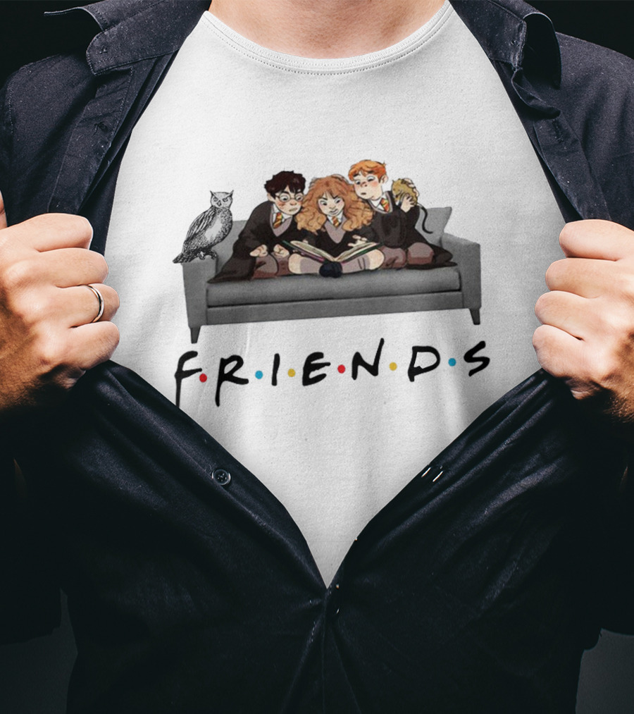 Friends Couch With Wizard Trio And Owl T-Shirt
