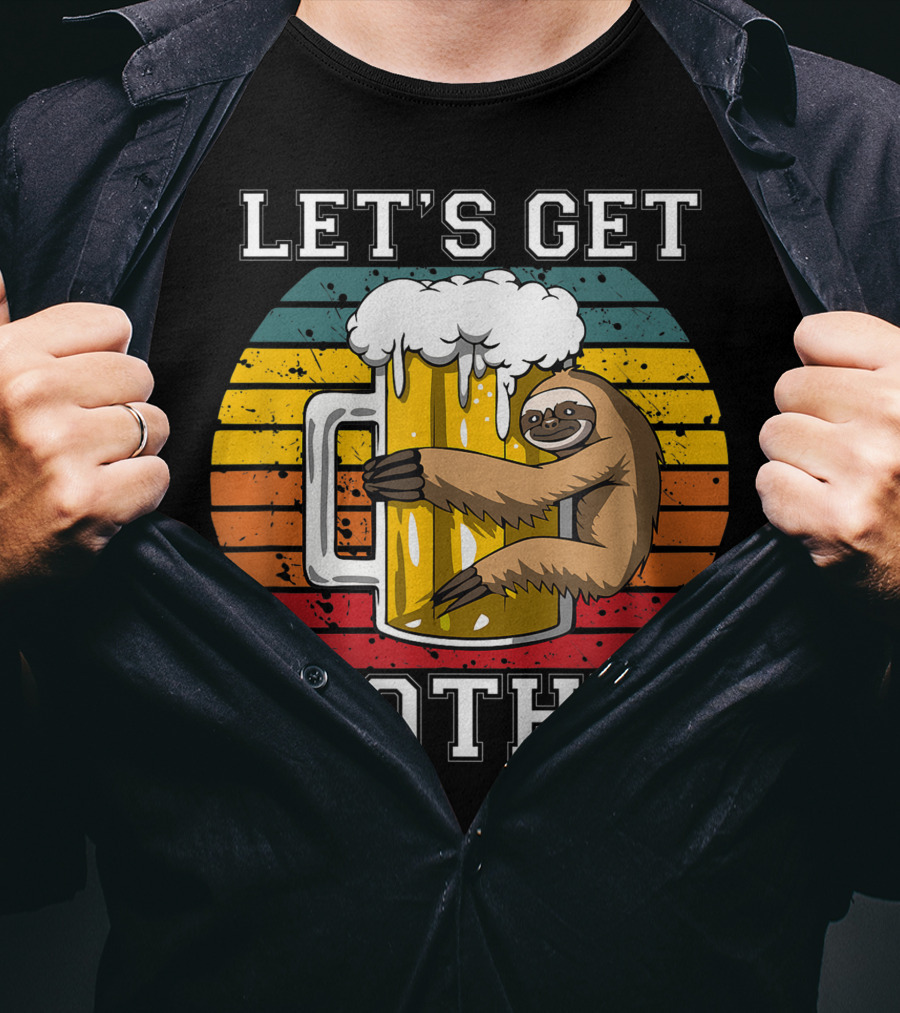 LET'S GET SLOTHED Retro Beer Mug And Sloth Hug T-Shirt