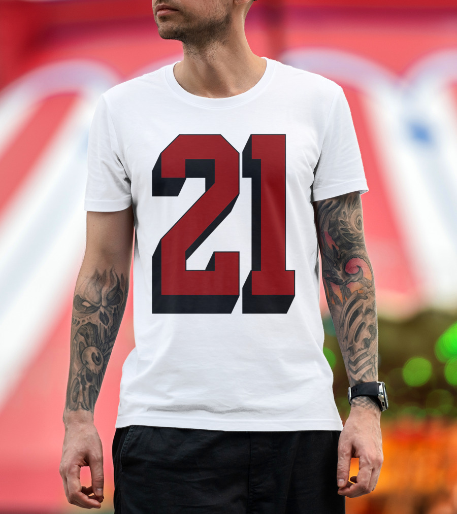 Number 21 Varsity Fan Sports Team White Jersey Premium 21 T-Shirt
