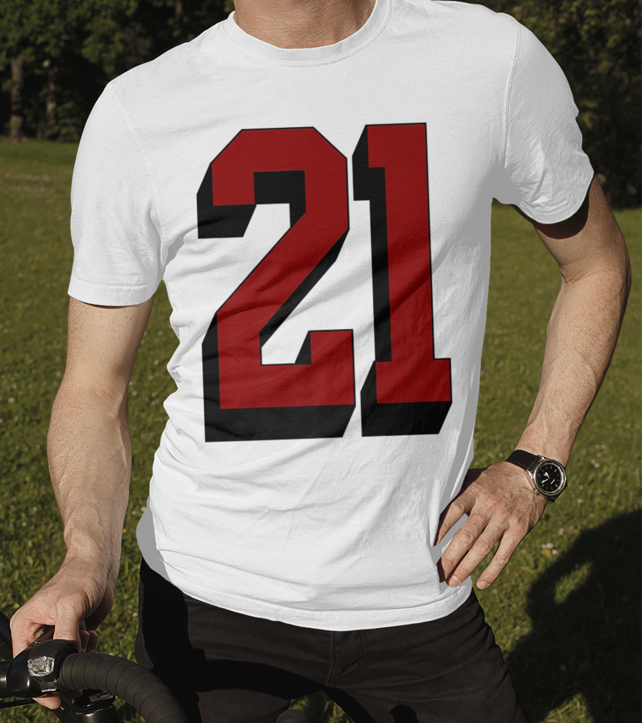 Number 21 Varsity Fan Sports Team White Jersey Premium 21 T-Shirt