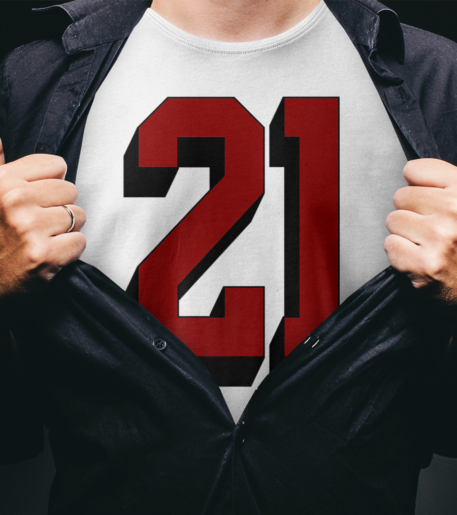 Number 21 Varsity Fan Sports Team White Jersey Premium 21 T-Shirt