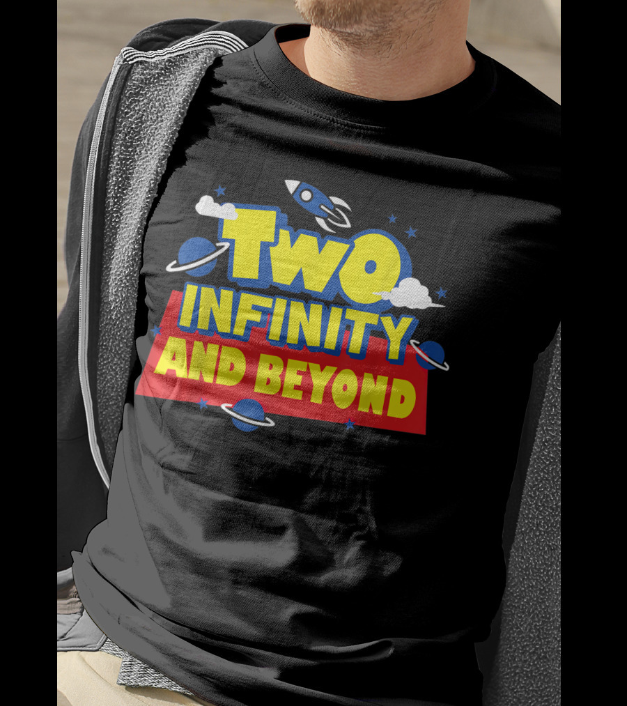 Two Infinity And Beyond 2nd Birthday Rocket And Planets T-Shirt