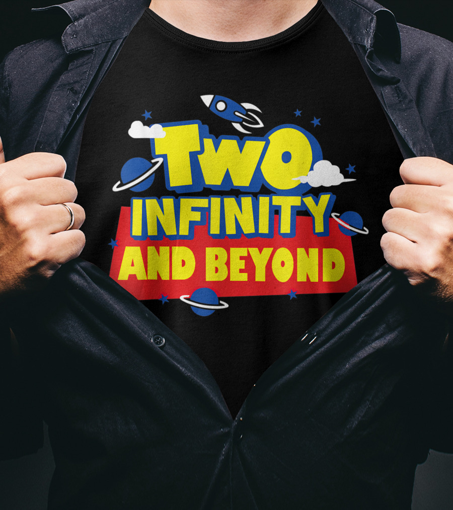 Two Infinity And Beyond 2nd Birthday Rocket And Planets T-Shirt