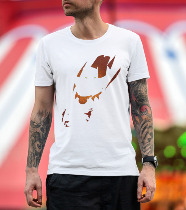 Premium T-Shirt: Panther Dark Vigilante Silhouette with Glowing Eyes T-Shirt Panther Dark Vigilante Silhouette with Glowing Eyes T-Shirt