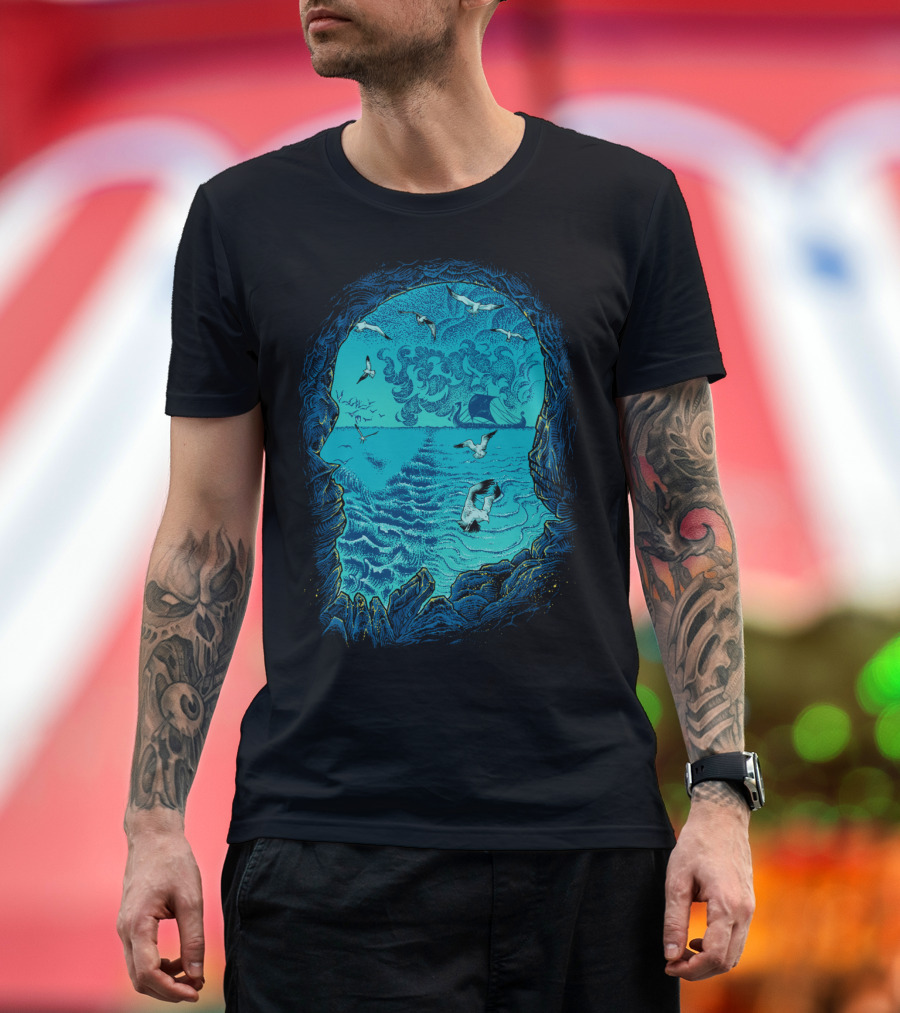 I Am War VIKING Ocean Waves Viking Ship Nordic Seascape Ravens T-Shirt