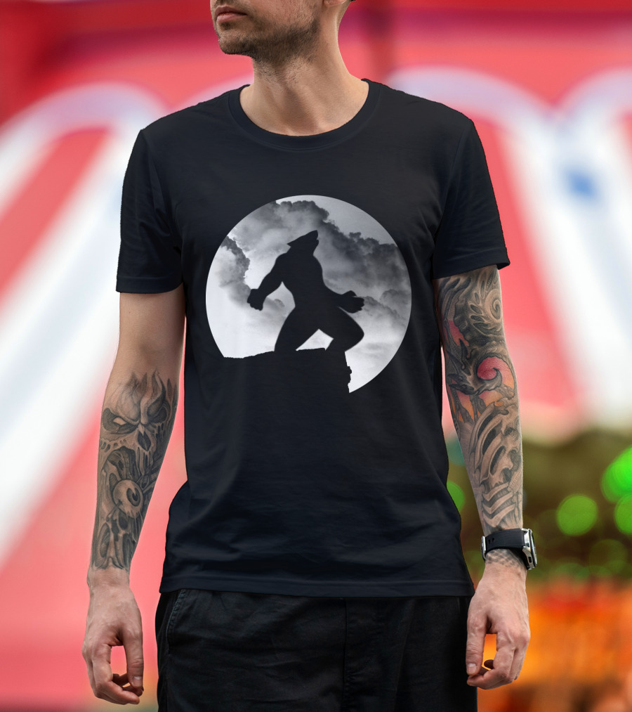 Wolf On The Edge Silhouette Against Full Moon Wolf Wolves Animal T-Shirt