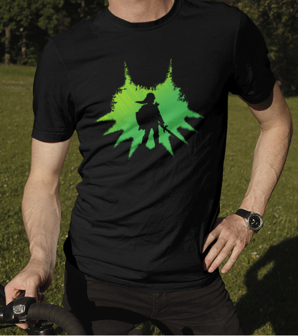 Hero In A Mask Legend Of Zelda Link Green Silhouette Explosion T-Shirt