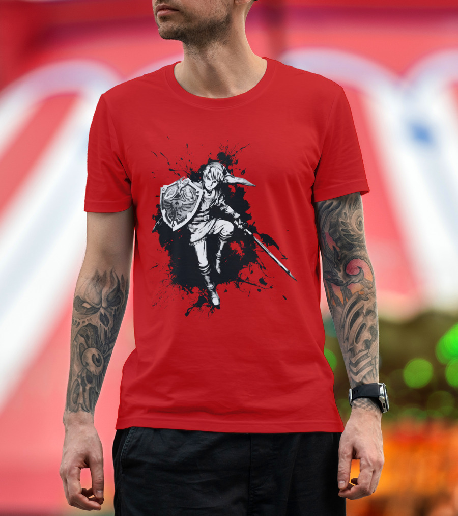 Hyrulean Legend of Zelda Link Warrior Hero with Shield and Sword T-Shirt
