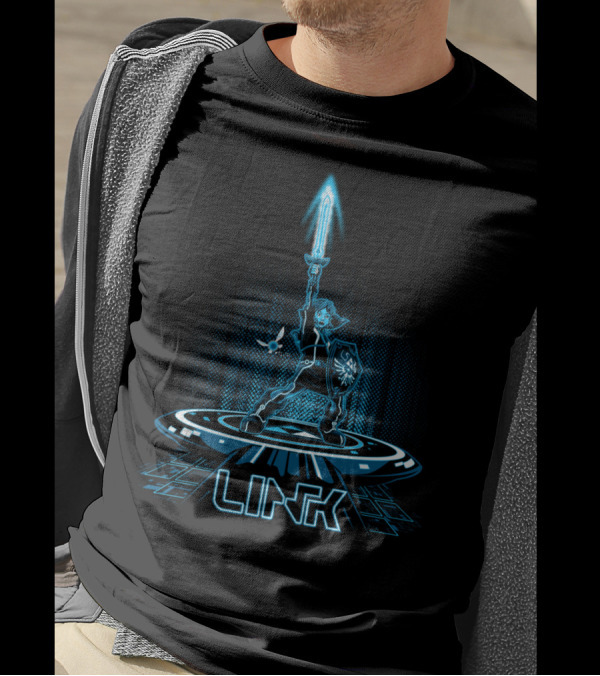 LINKTRON Blue Legend Of Zelda Tron Fusion Featuring Link And Navi T-Shirt