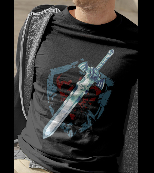 Legend Of Zelda Link Sword'n'Shield Iconic Master Sword And Hylian Shield T-Shirt