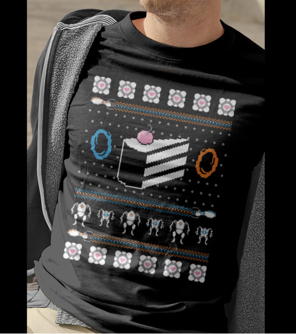 The Cake Is A Lie Portal Parody Christmas Sweater Gaming Reference T-Shirt