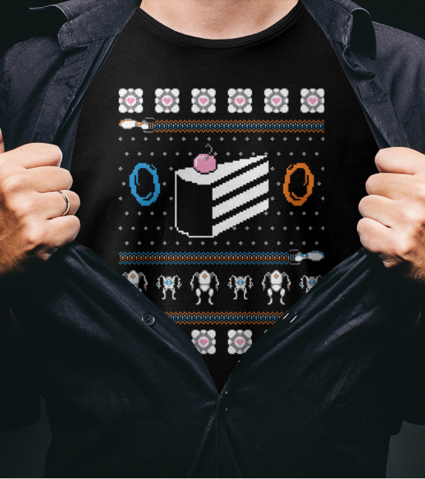 The Cake Is A Lie Portal Parody Christmas Sweater Gaming Reference T-Shirt