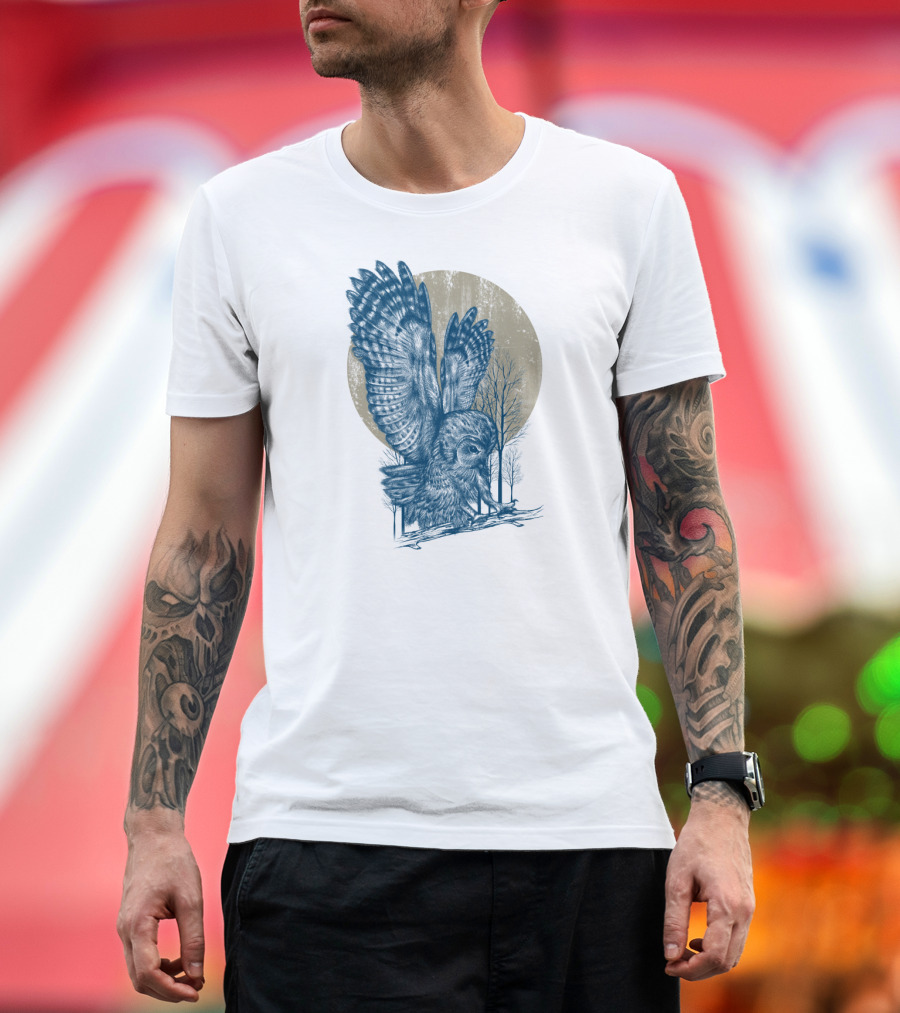 King of the Night Owl Moon Vintage Forest Silhouette Moonlit Display T-Shirt