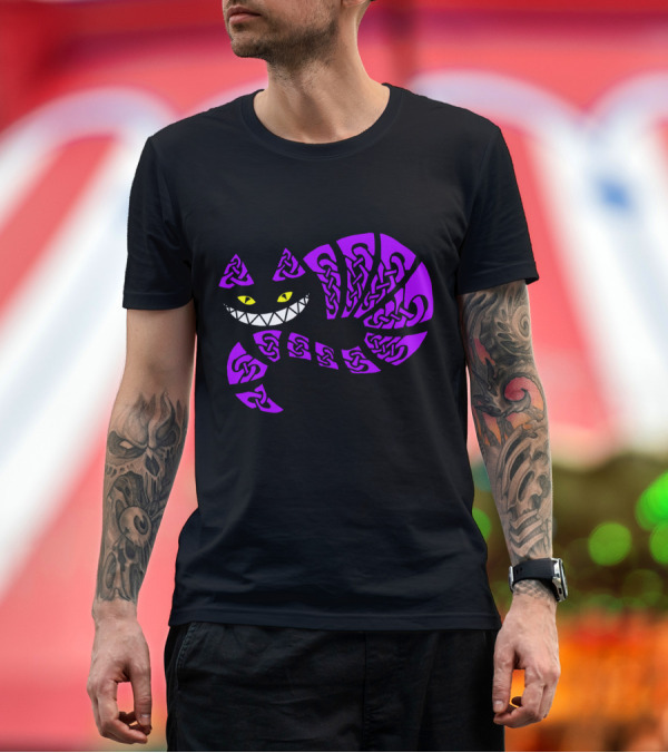 Premium T-Shirt: Cheshire Celtic Cat Viking Purple Norse Knot T-Shirt Cheshire Celtic Cat Viking Purple Norse Knot T-Shirt