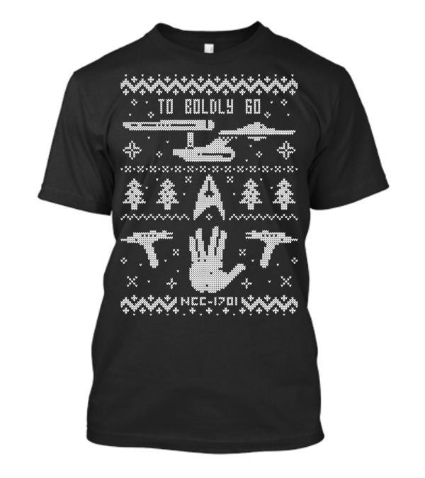 To Boldly Go Starship Hand Gesture NCC-1701 Christmas T-Shirt