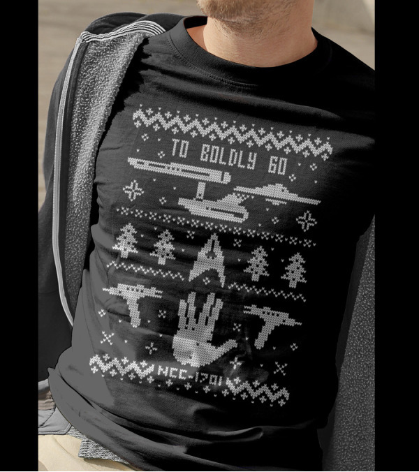 To Boldly Go Starship Hand Gesture NCC-1701 Christmas T-Shirt