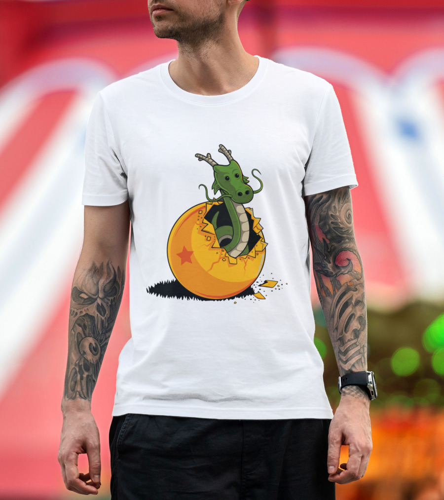 Dragon Ball Hatchling Emerging from Crackling Orange Sphere T-Shirt