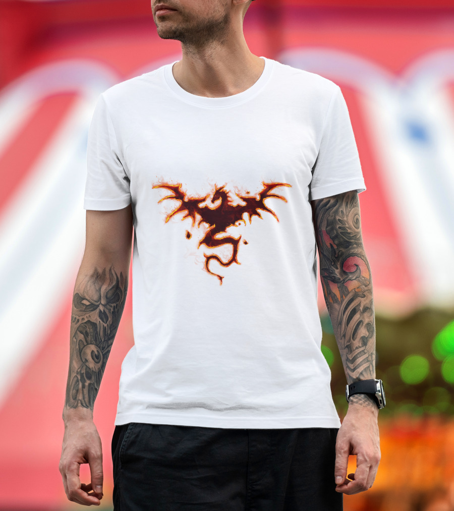 Dragon Mark Fiery Emblem Flames Twisted Wings T-Shirt