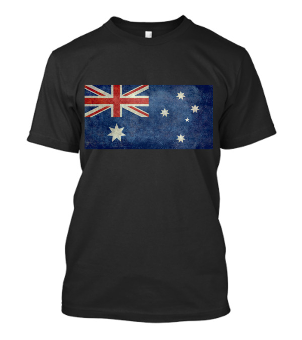Flag Of Australia Vintage Style Version Distressed Blue Background Union Jack Stars T-Shirt