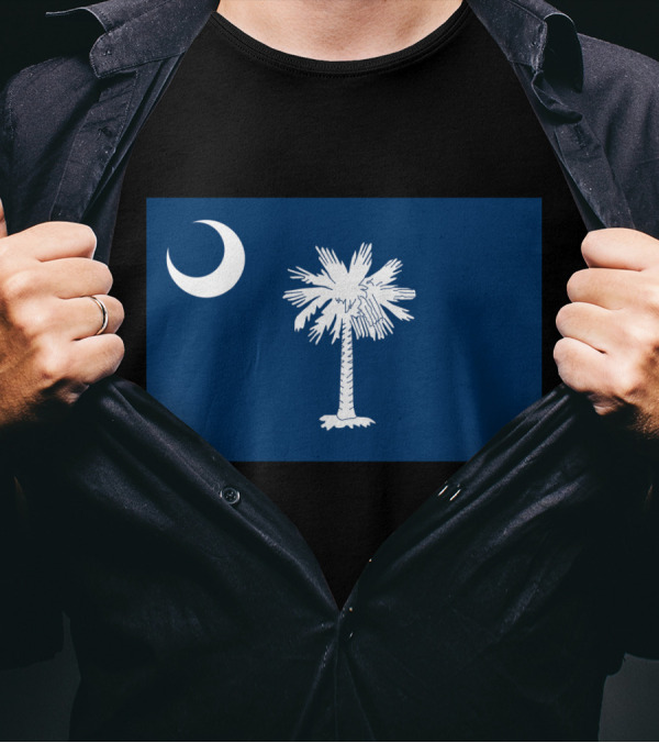 Flag Of South Carolina Authentic Version Palmetto And Crescent Moon T-Shirt