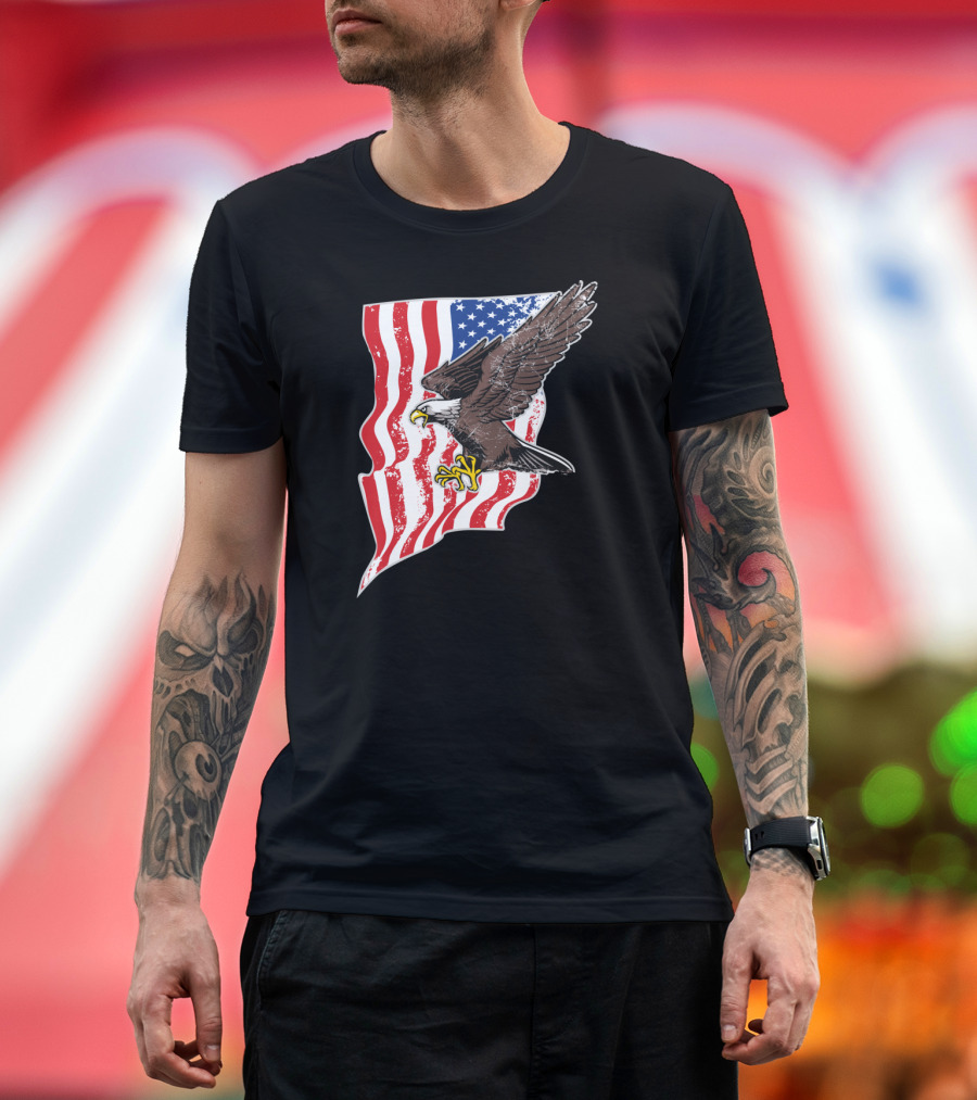 USA Flag and Bald Eagle Patriotic T-Shirt