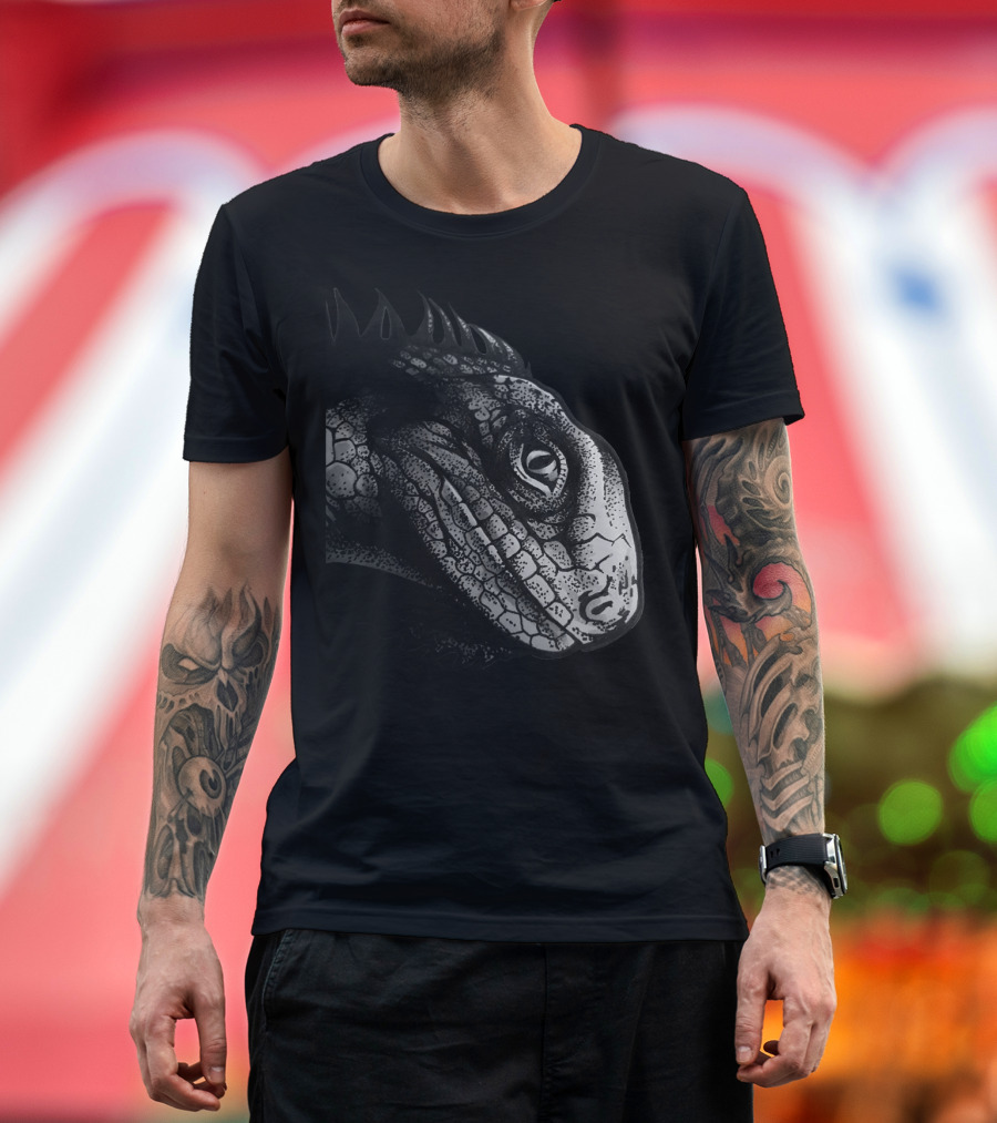 Iguana Pet Lover Detailed Lizard Head T-Shirt
