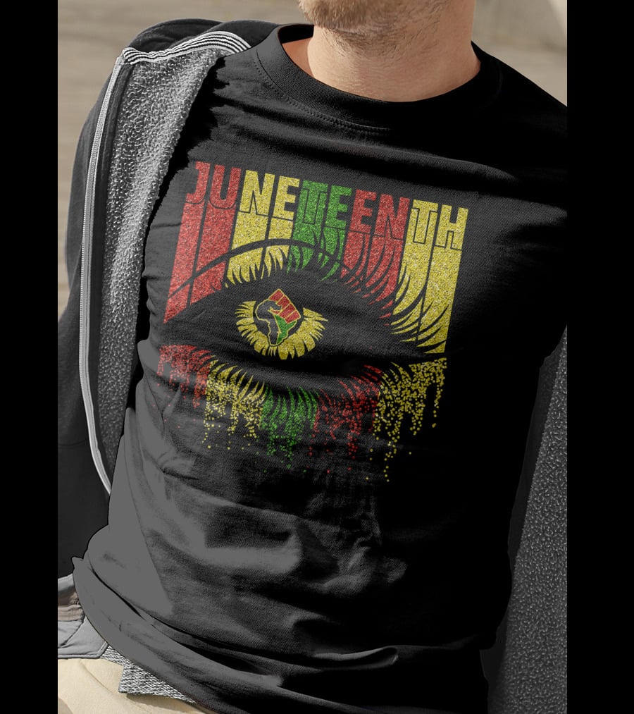 Juneteenth Eye With African Women Independence June 19th Black Power Fist T-Shirt